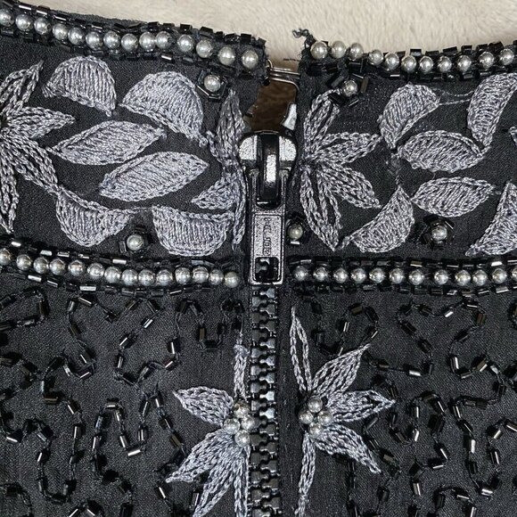 Cote d'Azur Vintage Beaded Embroidered Silk Top Sz M Embellished Evening Formal - Picture 8 of 14